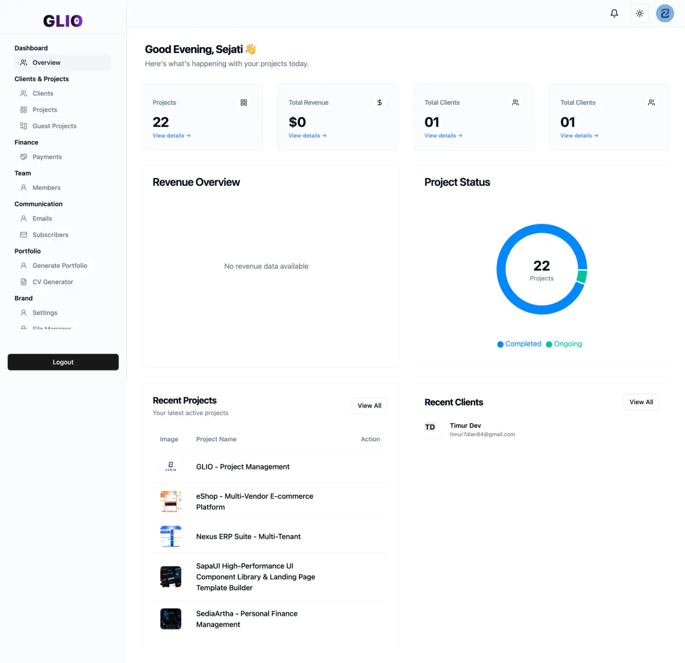 Dashboard Page